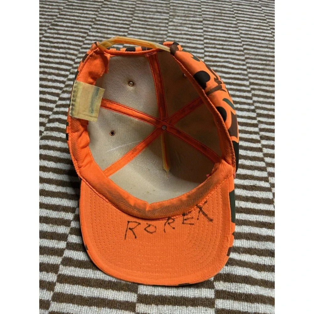 Vintage Orange Camo Uwharrie Buck Snapback Hat Hunting Deer Rope Cap